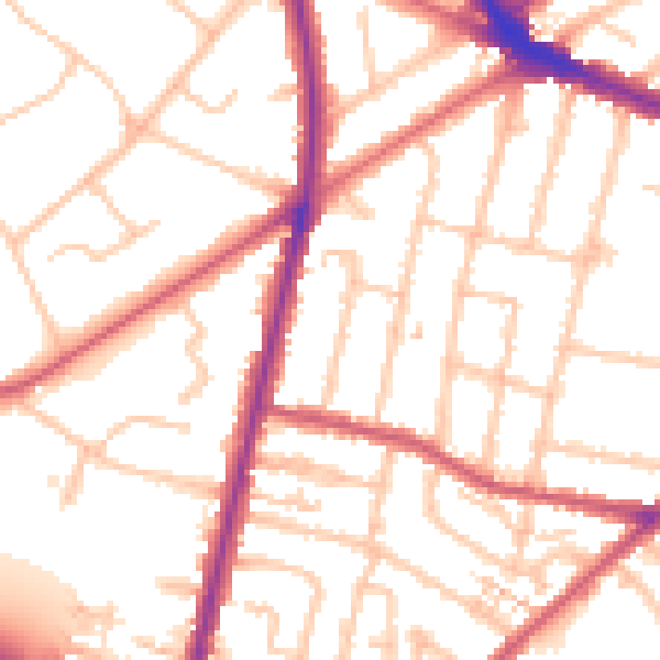 Daytime road noise heatmap for KT6 7UH