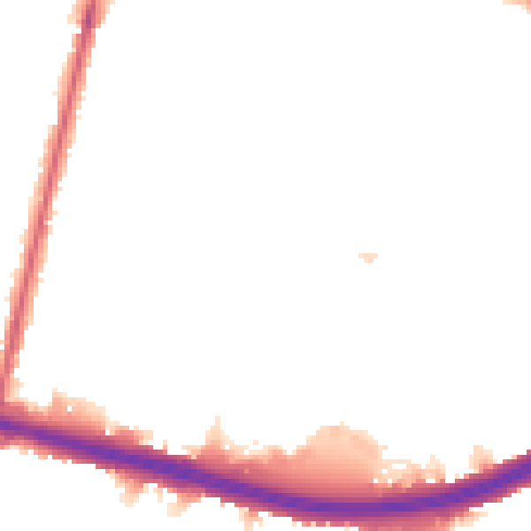 Night-time road noise heatmap for KT6 7XF