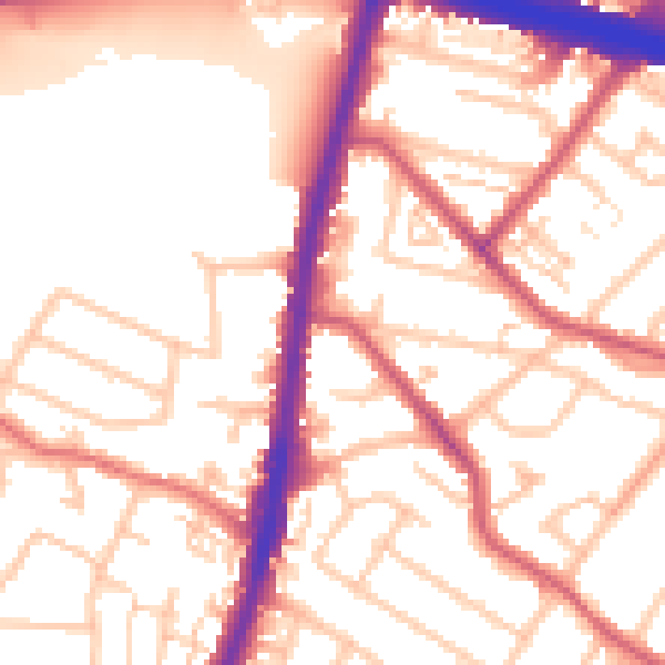 Daytime road noise heatmap for KT9 1AH