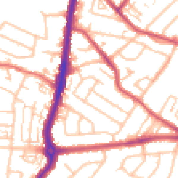 Daytime road noise heatmap for KT9 1AT