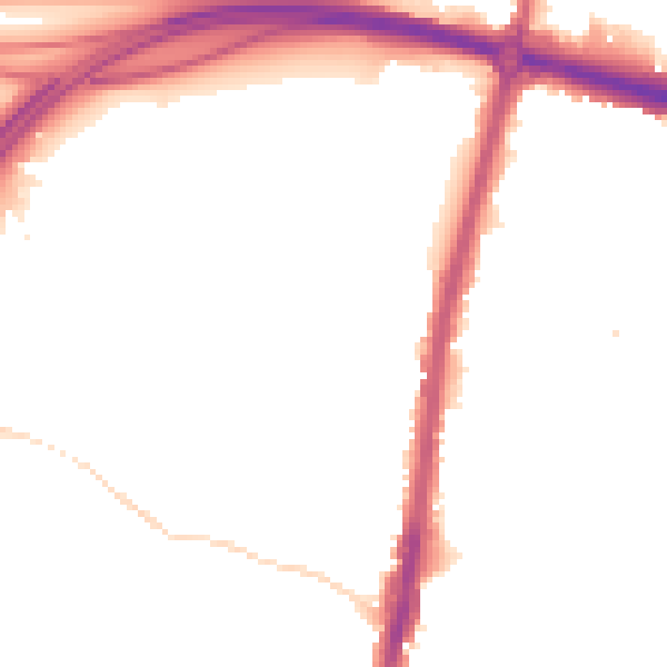 Night-time road noise heatmap for KT9 1BF
