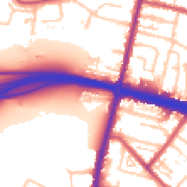 Daytime road noise heatmap for KT9 1DP