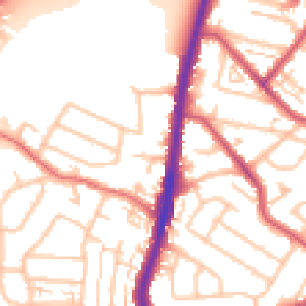 Daytime road noise heatmap for KT9 1PB