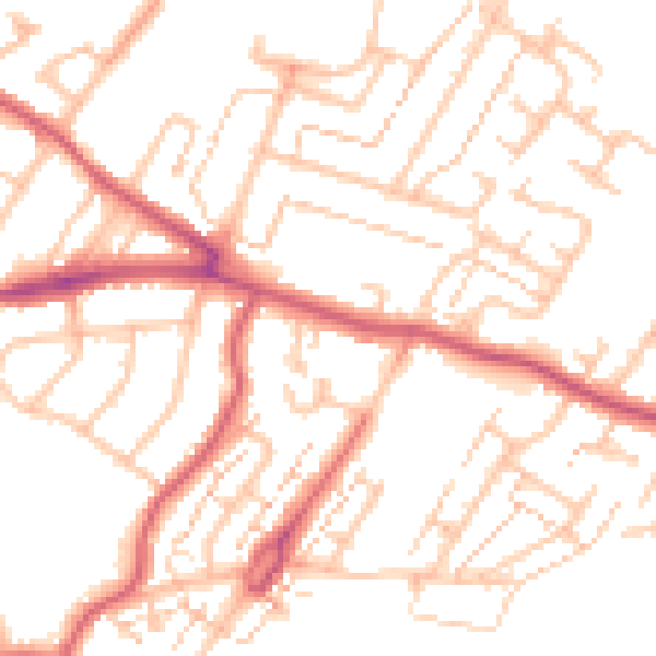 Daytime road noise heatmap for KT9 2AR