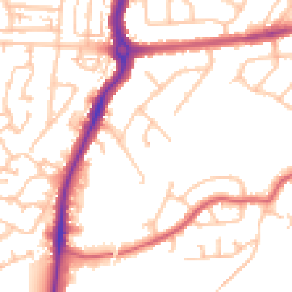Daytime road noise heatmap for KT9 2JD