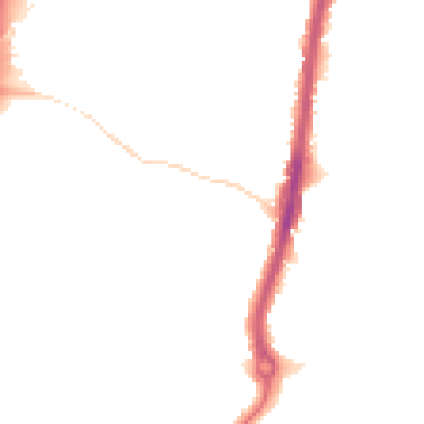 Night-time road noise heatmap for KT9 2QZ