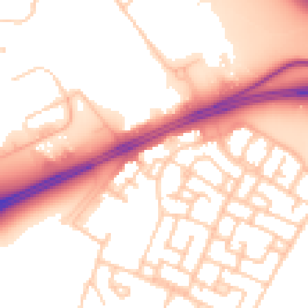 Daytime road noise heatmap for L11 0AB