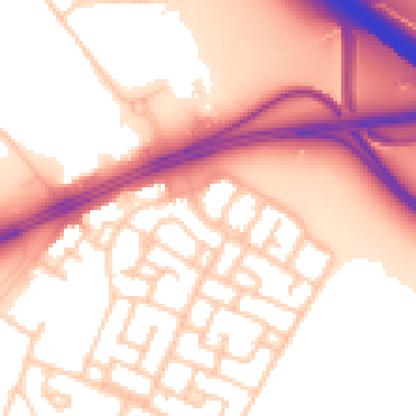 Daytime road noise heatmap for L11 0AN