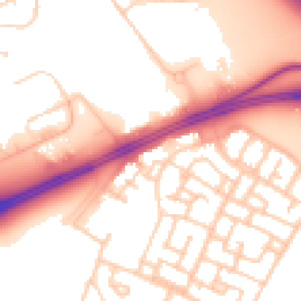 Daytime road noise heatmap for L11 0AS
