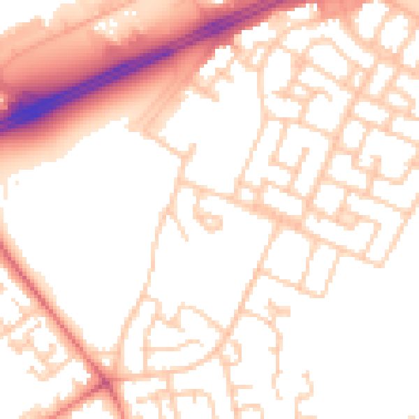 Daytime road noise heatmap for L11 0BR