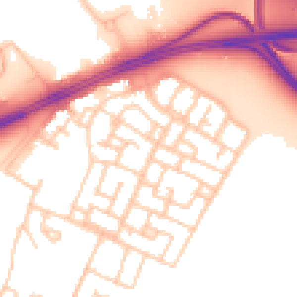 Daytime road noise heatmap for L11 0BZ
