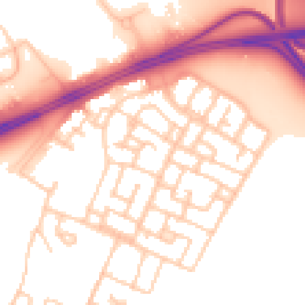 Daytime road noise heatmap for L11 0DN