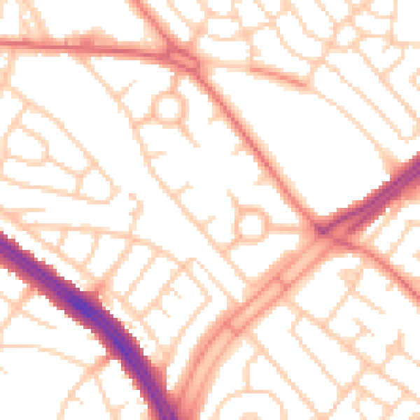 Daytime road noise heatmap for L11 1BD