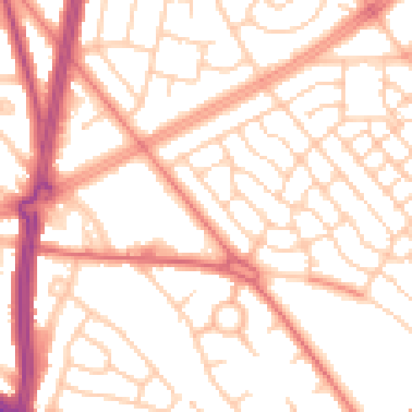 Daytime road noise heatmap for L11 1BE