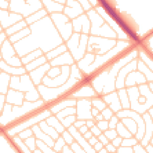 Daytime road noise heatmap for L11 1DG