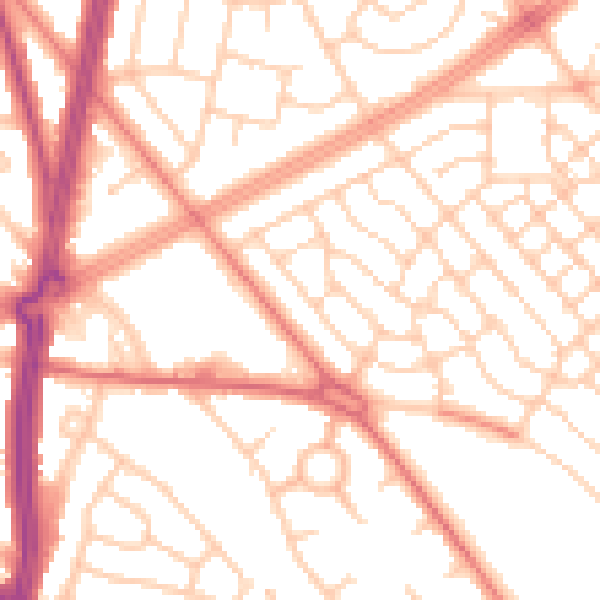 Daytime road noise heatmap for L11 1DU