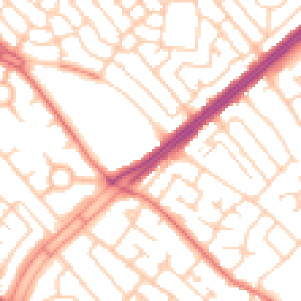 Daytime road noise heatmap for L11 1EG