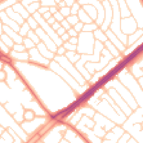 Daytime road noise heatmap for L11 1HA