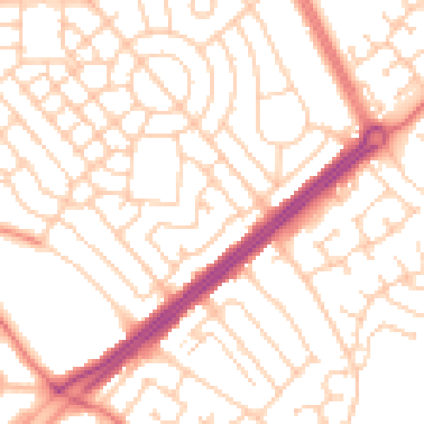 Daytime road noise heatmap for L11 1JL