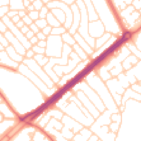 Daytime road noise heatmap for L11 1JQ
