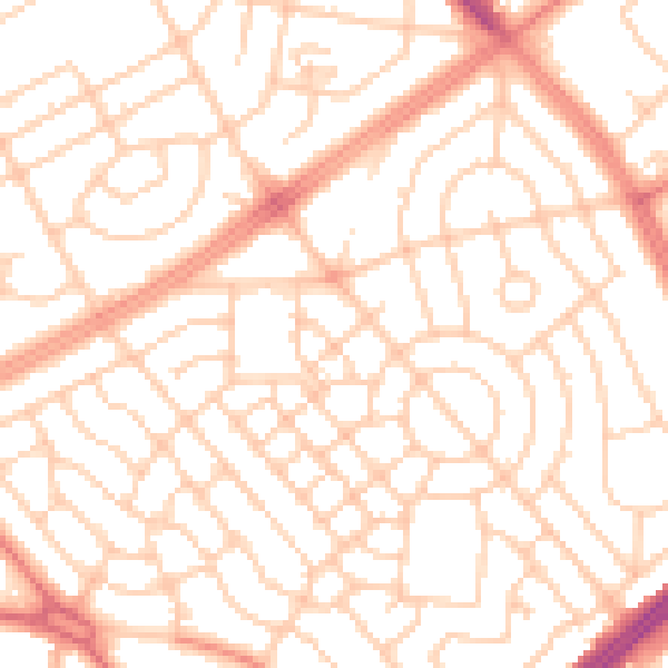 Daytime road noise heatmap for L11 2AL