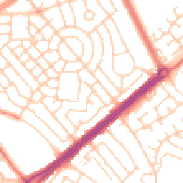 Daytime road noise heatmap for L11 2BB