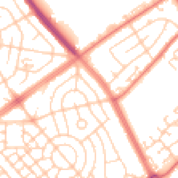 Daytime road noise heatmap for L11 2TY