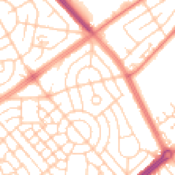 Daytime road noise heatmap for L11 2UE