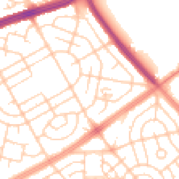Daytime road noise heatmap for L11 3AB