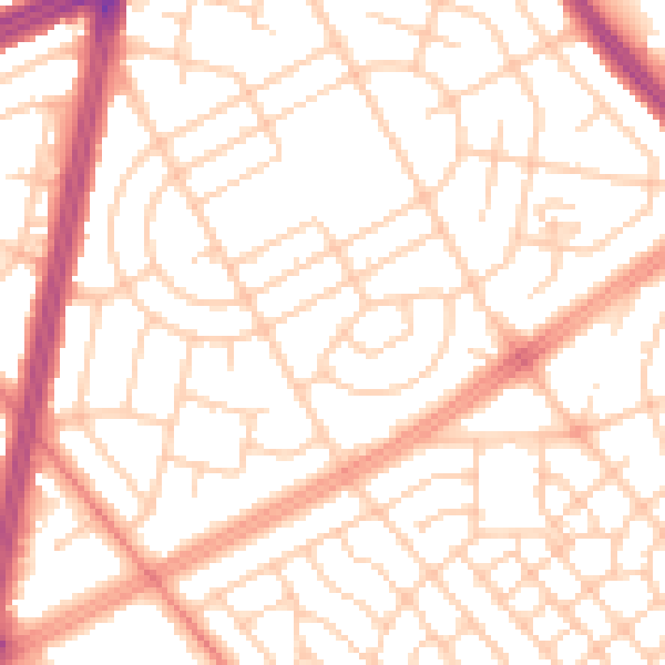 Daytime road noise heatmap for L11 3BG