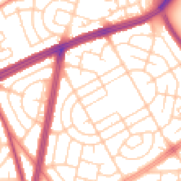Daytime road noise heatmap for L11 3DD