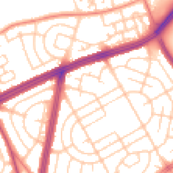 Daytime road noise heatmap for L11 3DG