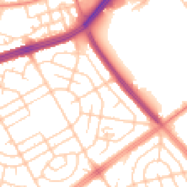 Daytime road noise heatmap for L11 3DY