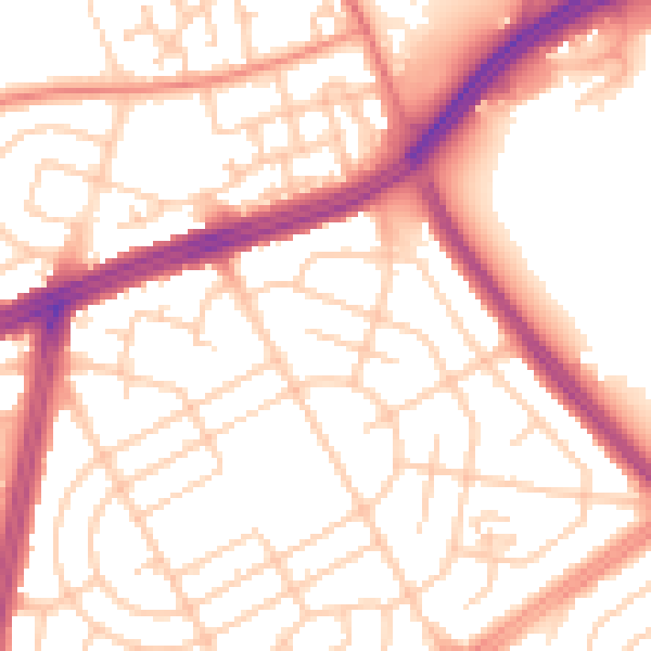 Daytime road noise heatmap for L11 3EB