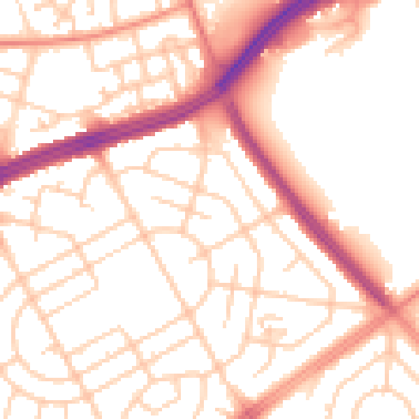 Daytime road noise heatmap for L11 3ED