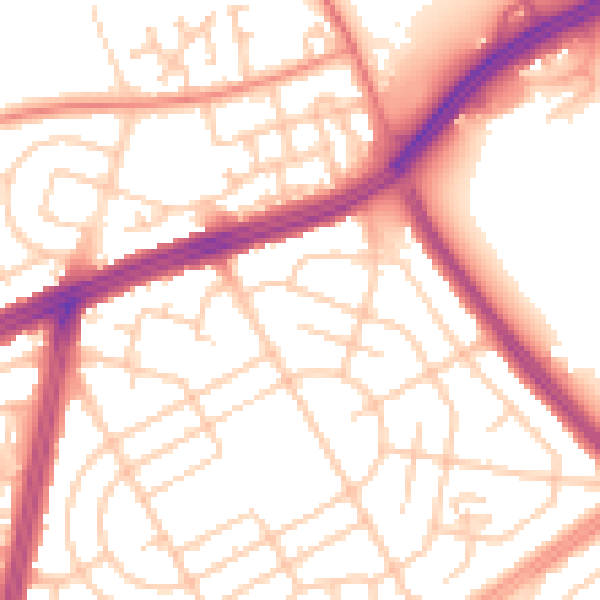 Daytime road noise heatmap for L11 3EE