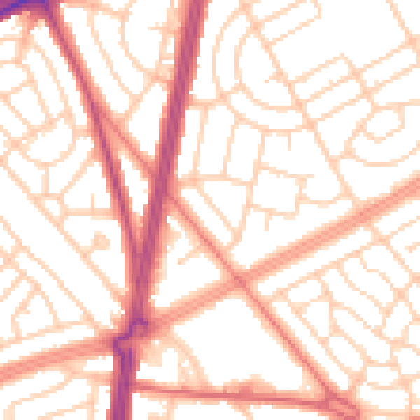 Daytime road noise heatmap for L11 5AR