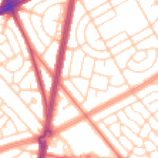 Daytime road noise heatmap for L11 5AU