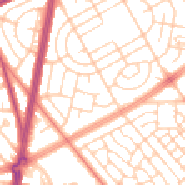 Daytime road noise heatmap for L11 5AY