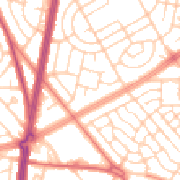 Daytime road noise heatmap for L11 5BA