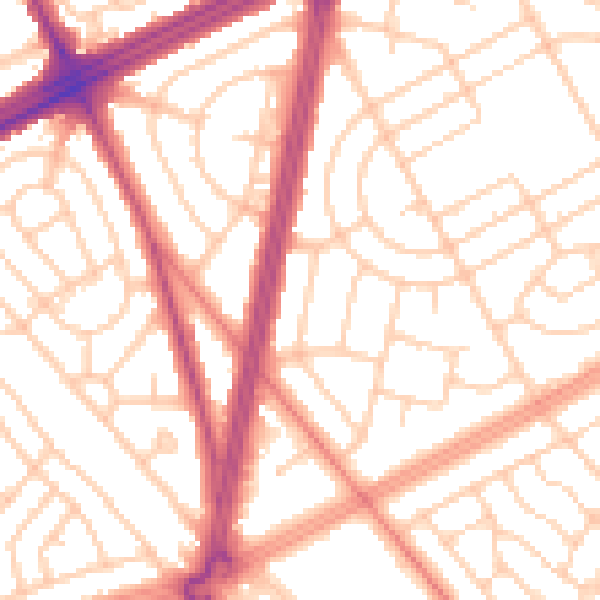 Daytime road noise heatmap for L11 5BL