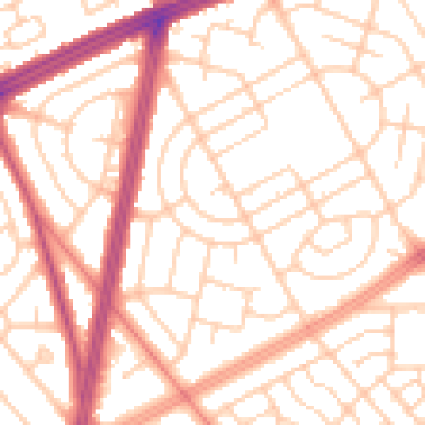 Daytime road noise heatmap for L11 5BQ