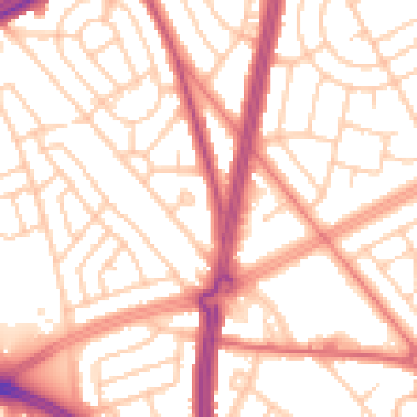 Daytime road noise heatmap for L11 7AA