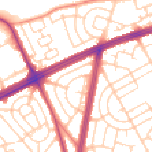 Daytime road noise heatmap for L11 7AP