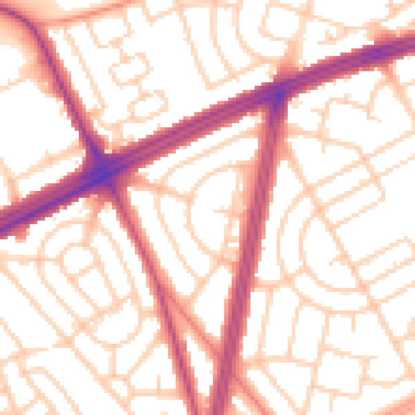 Daytime road noise heatmap for L11 7BB
