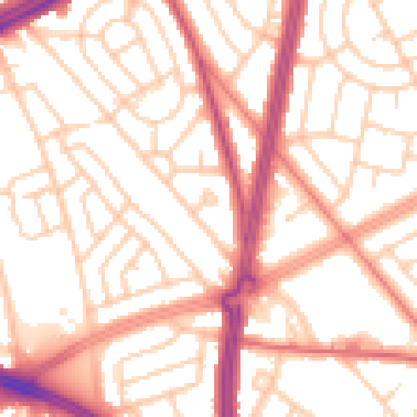 Daytime road noise heatmap for L11 7BE