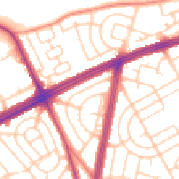Daytime road noise heatmap for L11 7BQ