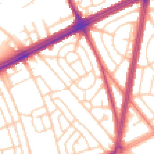 Daytime road noise heatmap for L11 7BT