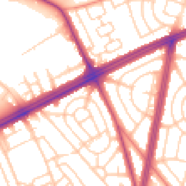 Daytime road noise heatmap for L11 7DA
