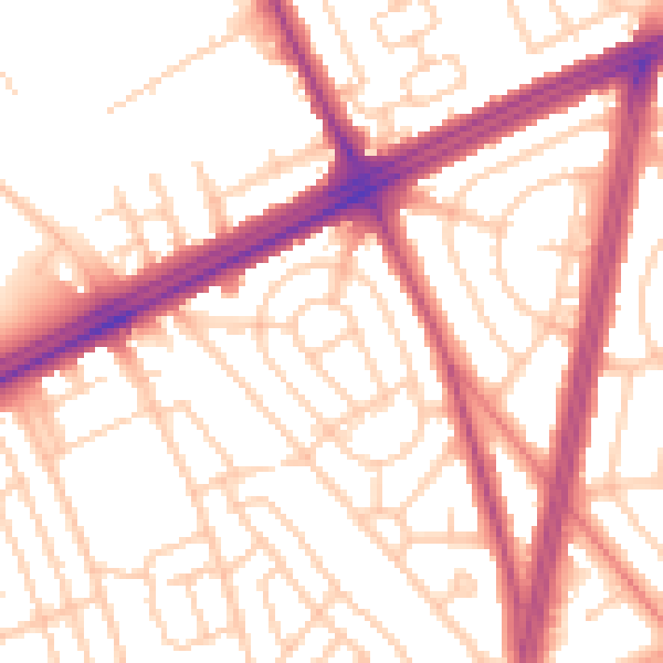 Daytime road noise heatmap for L11 7DJ